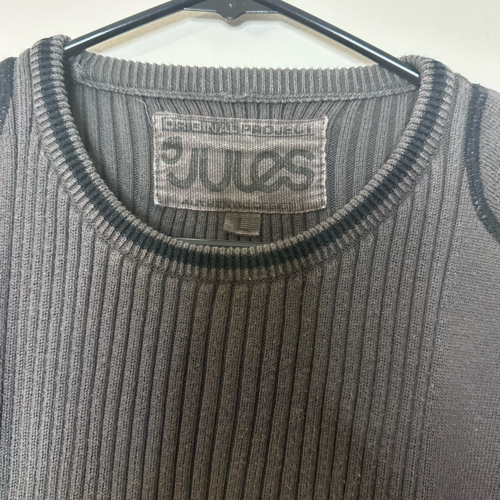 Men's Charcoal Ribbed Crewneck Sweater - Picture 2 of 3